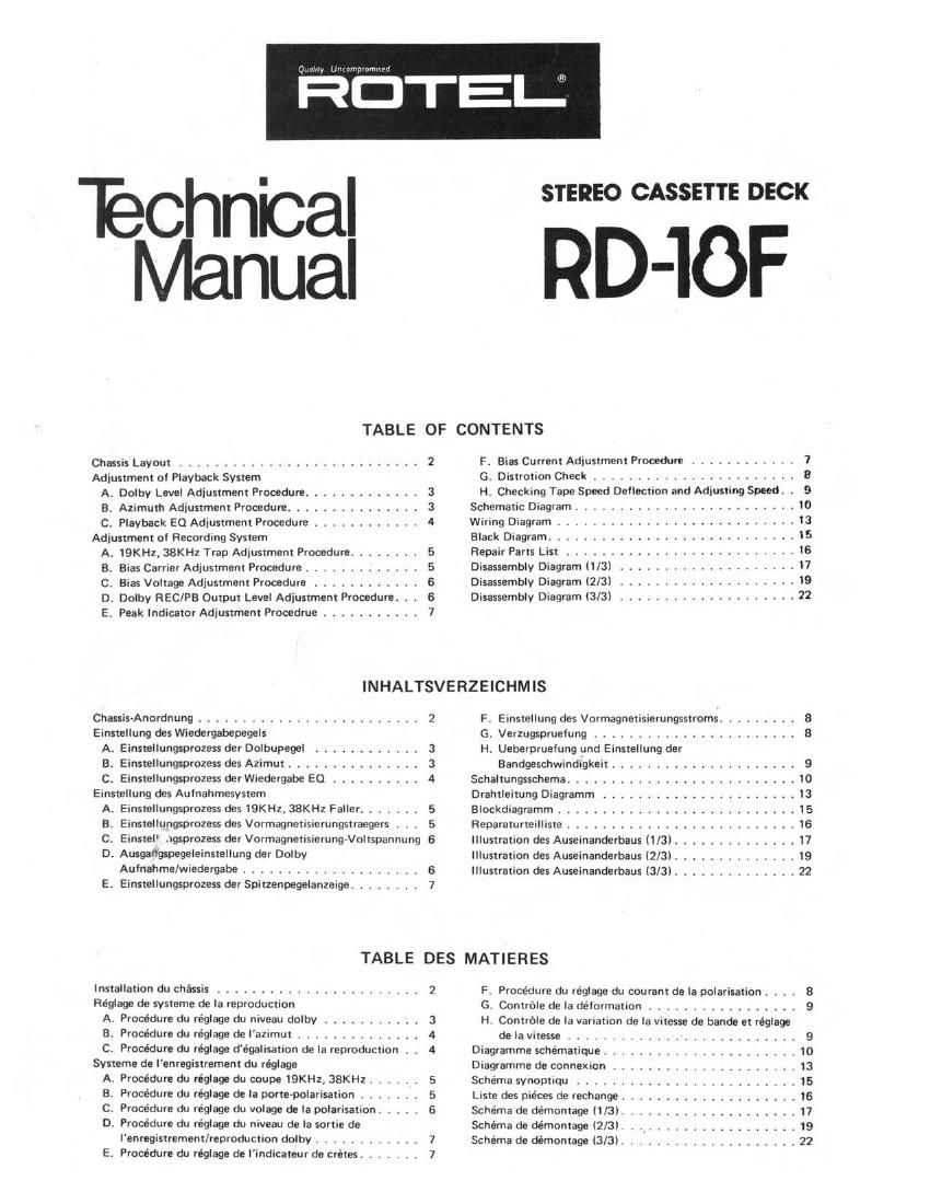 Rotel RD 18F Service Manual