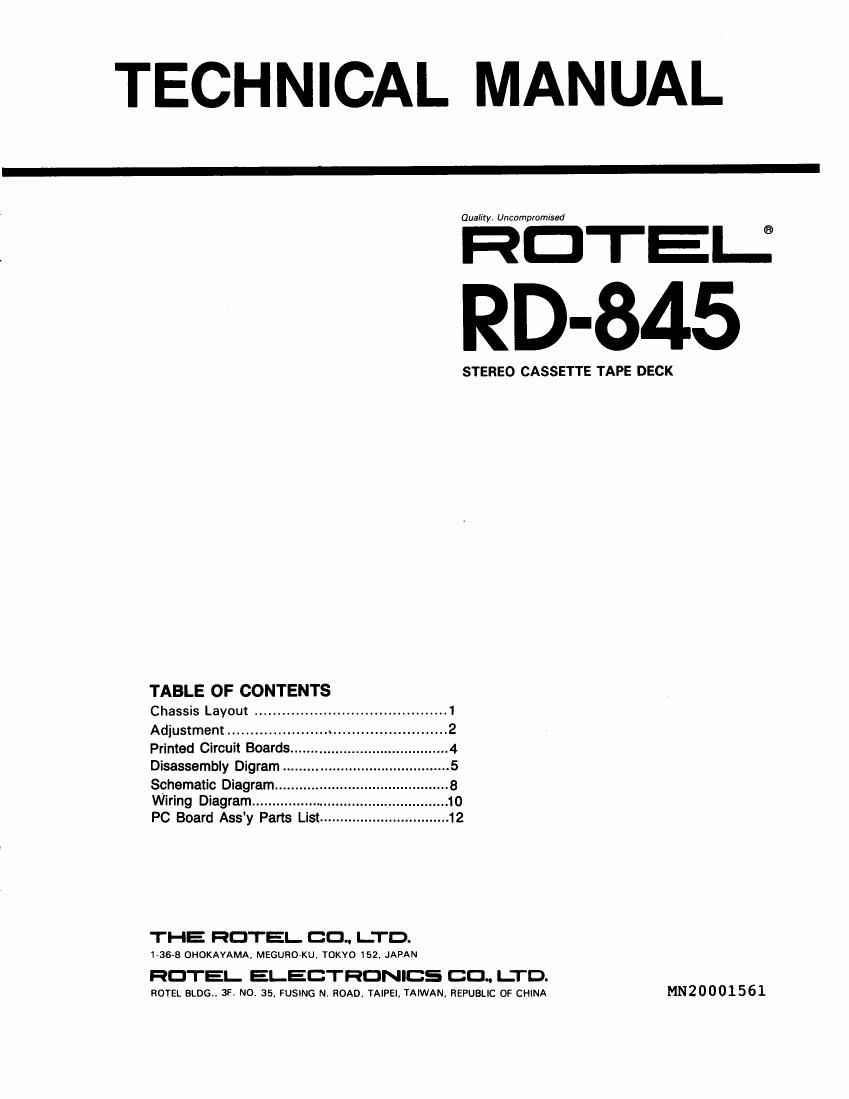 Rotel RD 845 Service Manual