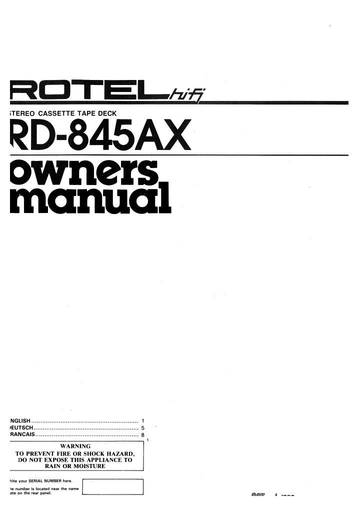 Rotel RD 845AX OM