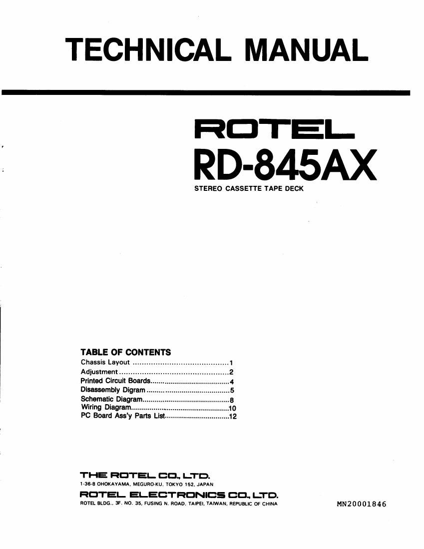 Rotel RD 845AX Service Manual