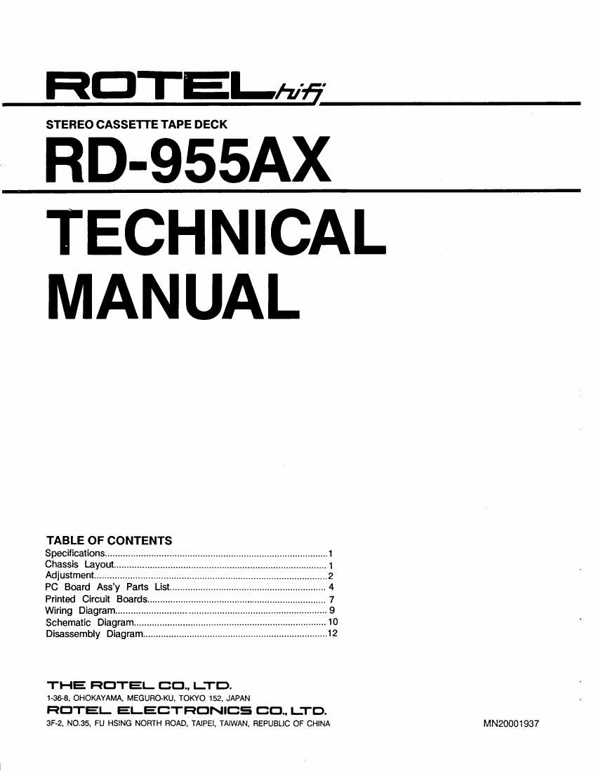 Rotel RD 955AX Service Manual