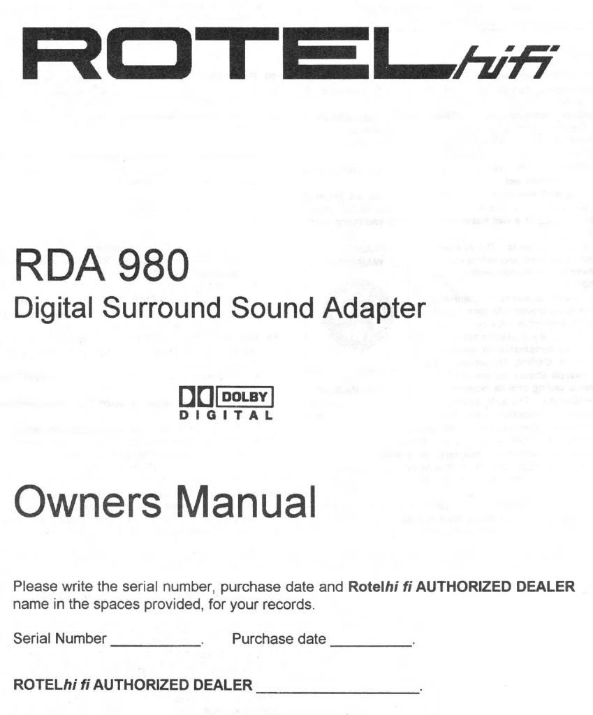 Rotel RDA 980 OM