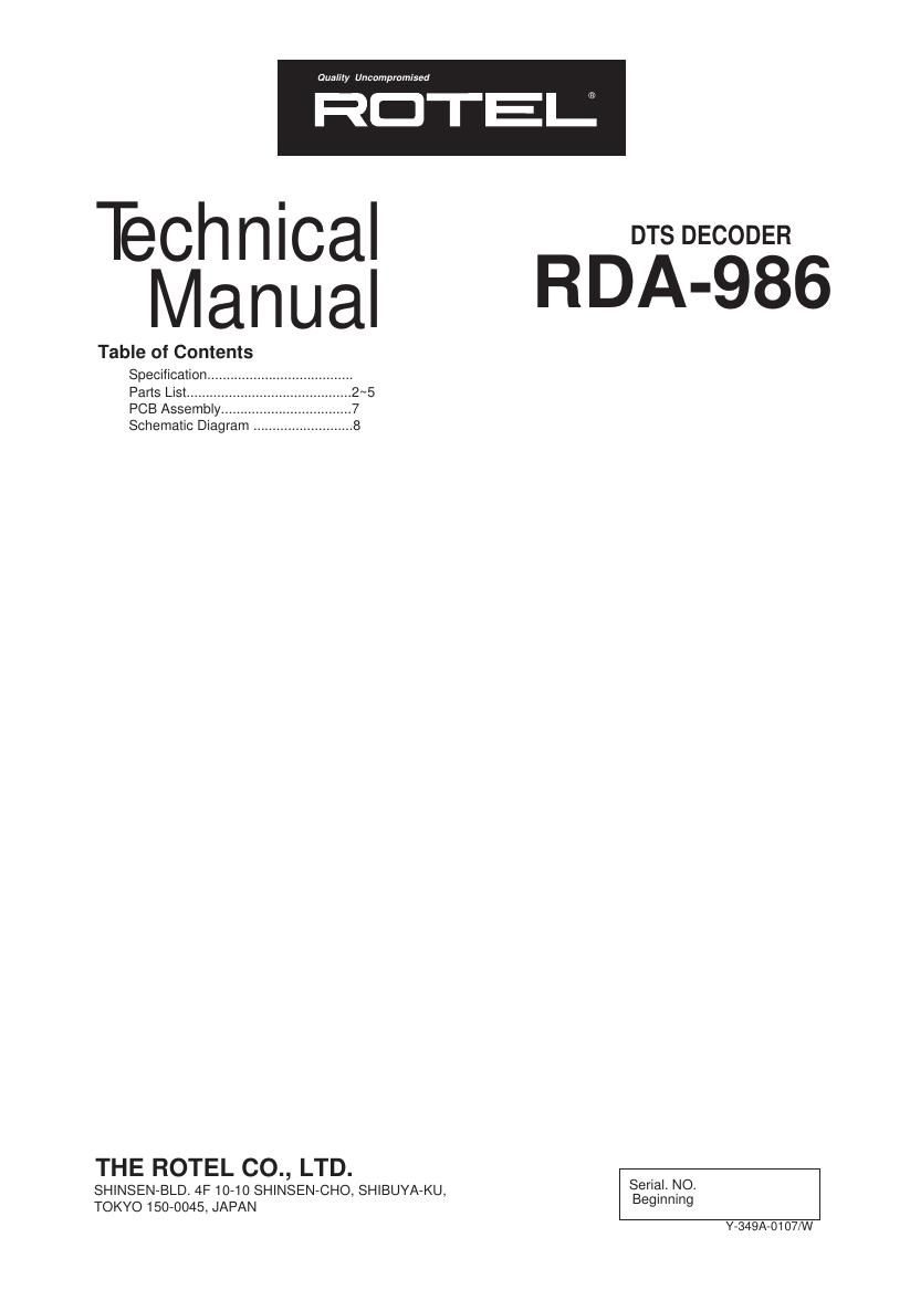 Rotel RDA 986 Service Manual