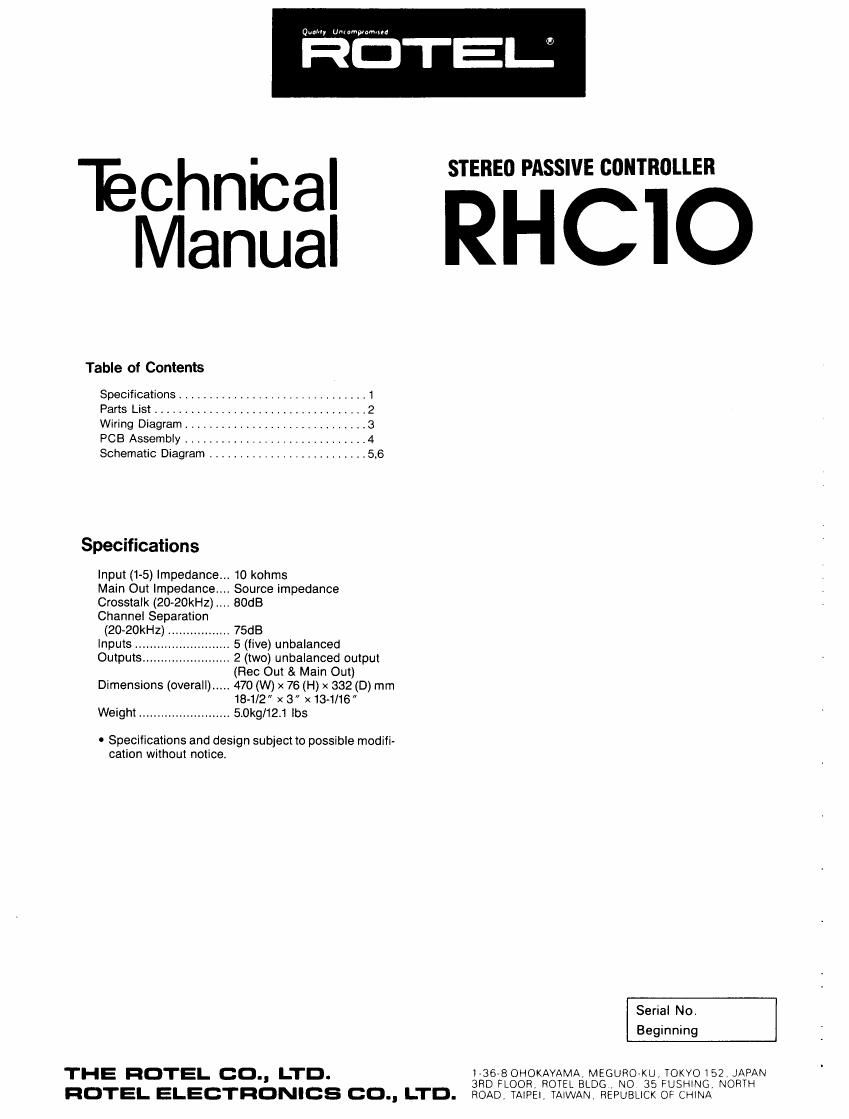 rotel rhc 10 service manual