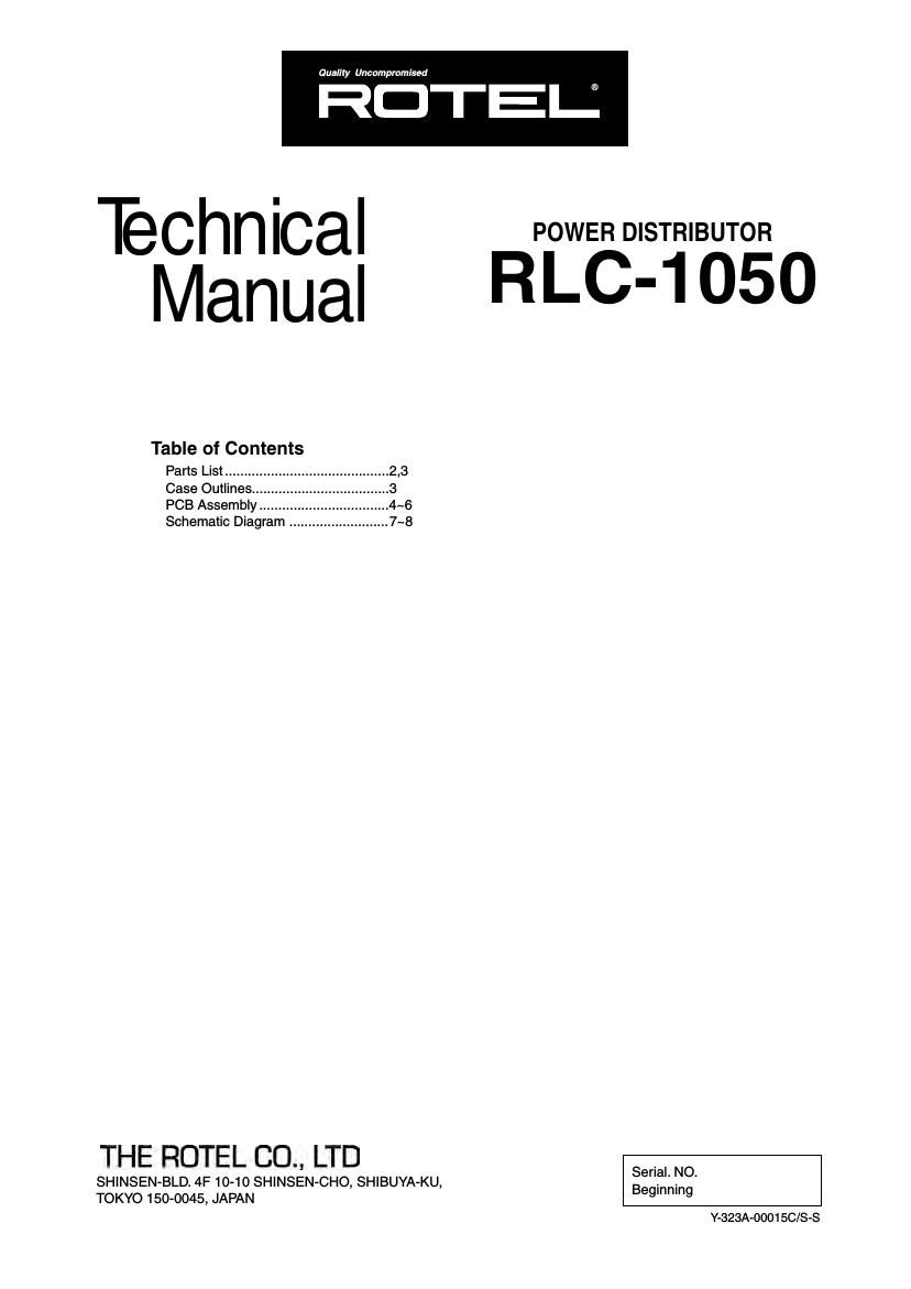 Rotel RLC 1050 Service Manual