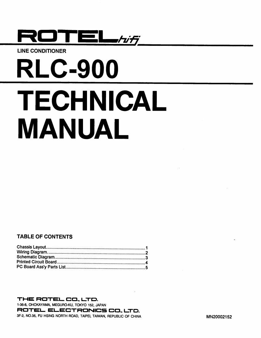 Rotel RLC 900 Service Manual