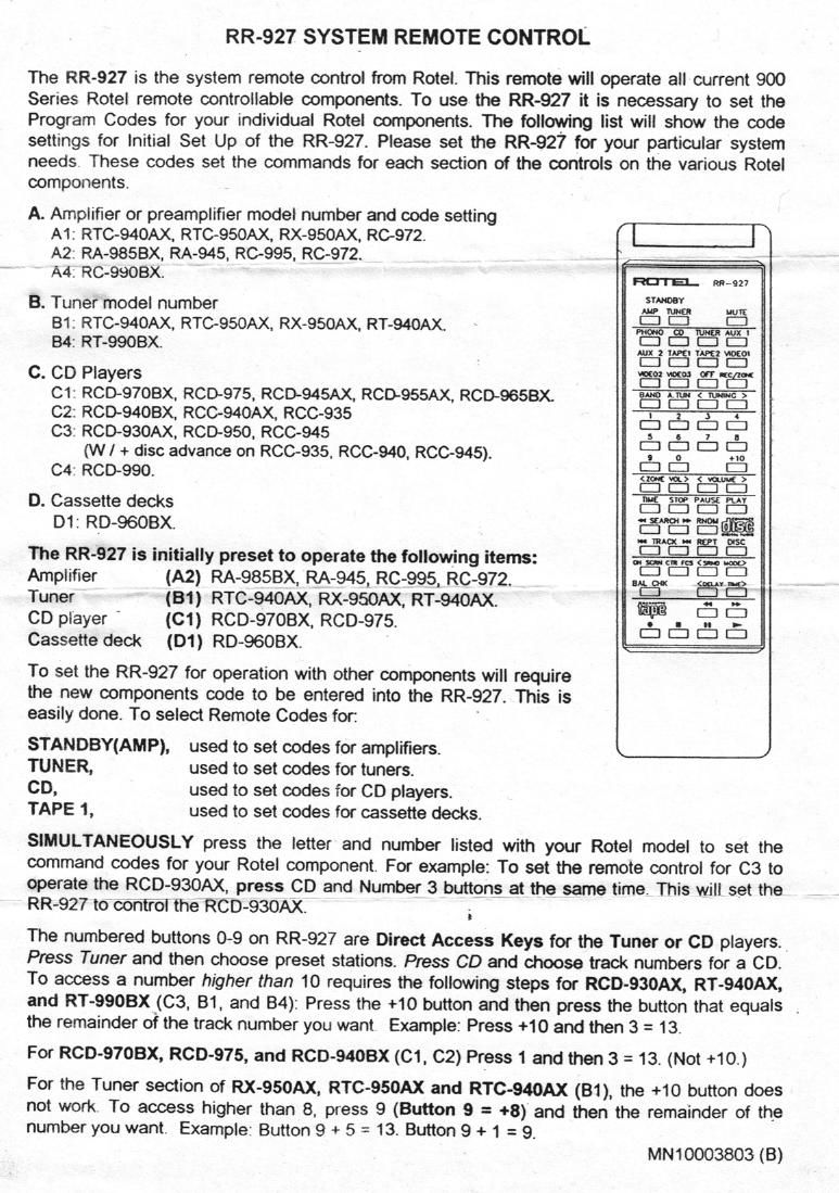 Rotel RR 927 OM