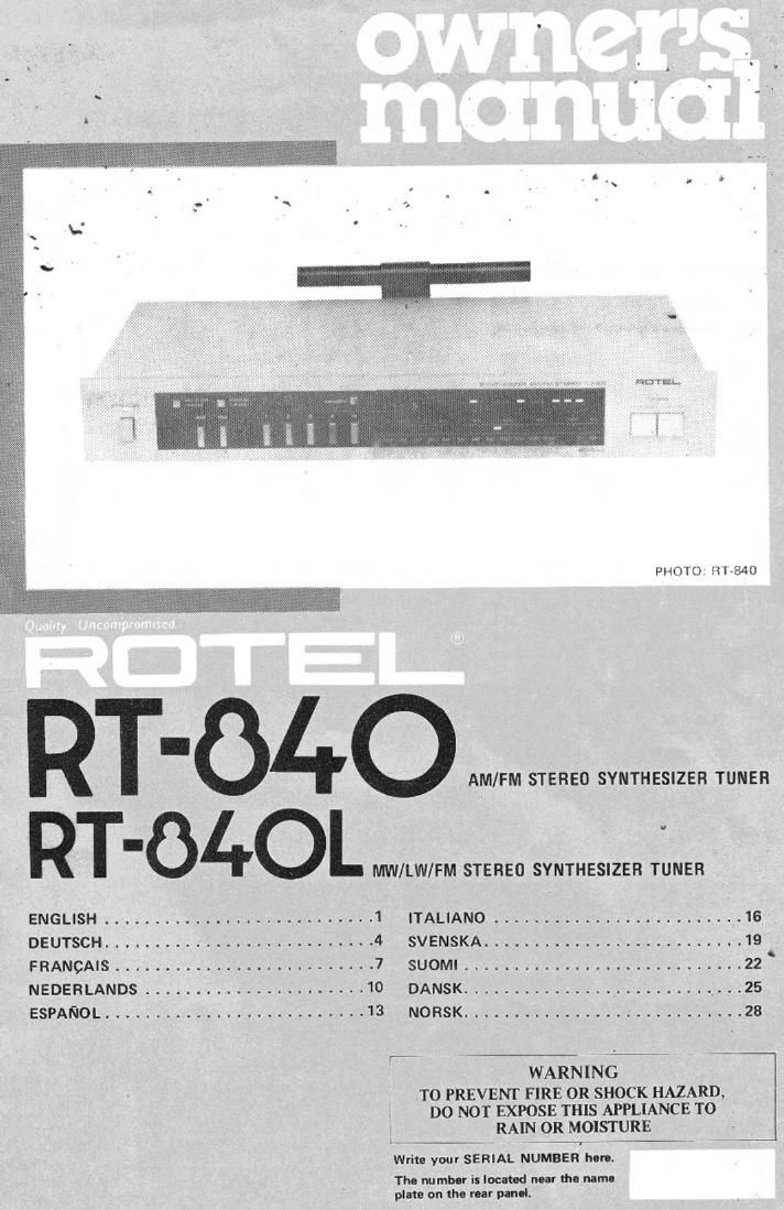 Rotel RT 840 840L OM