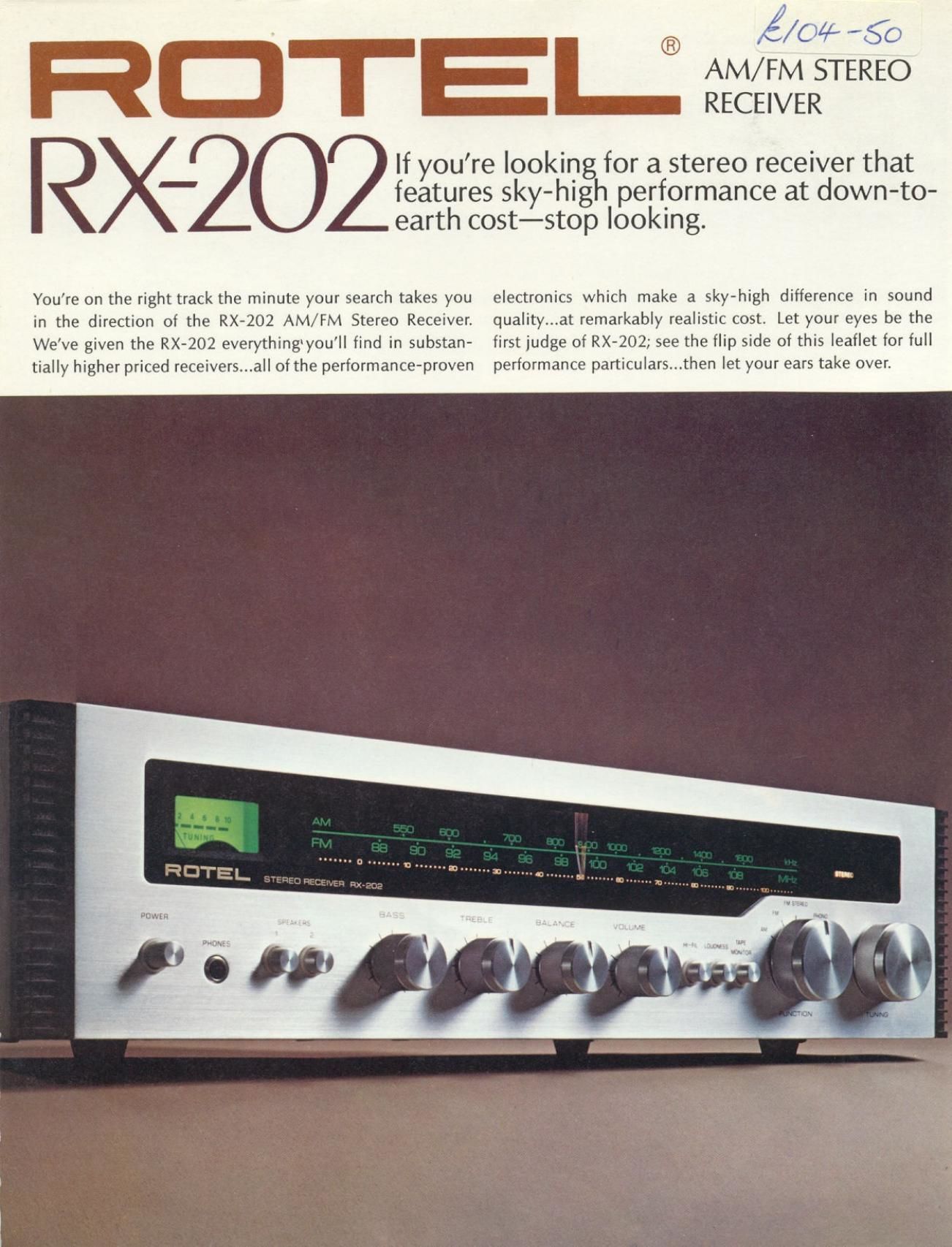 Rotel RX 202 Brochure