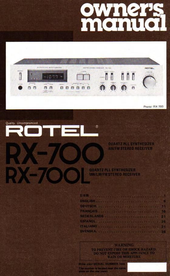 Rotel RX 700 700L OM