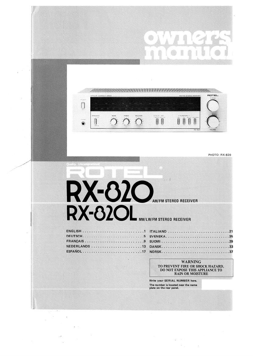 Rotel RX 820 820L OM