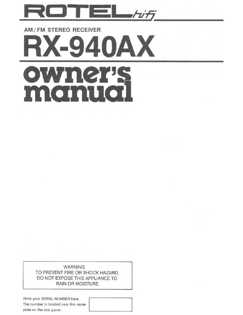 Rotel RX 940AX OM