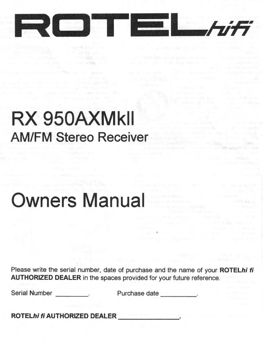 Rotel RX 950AX MK2 OM