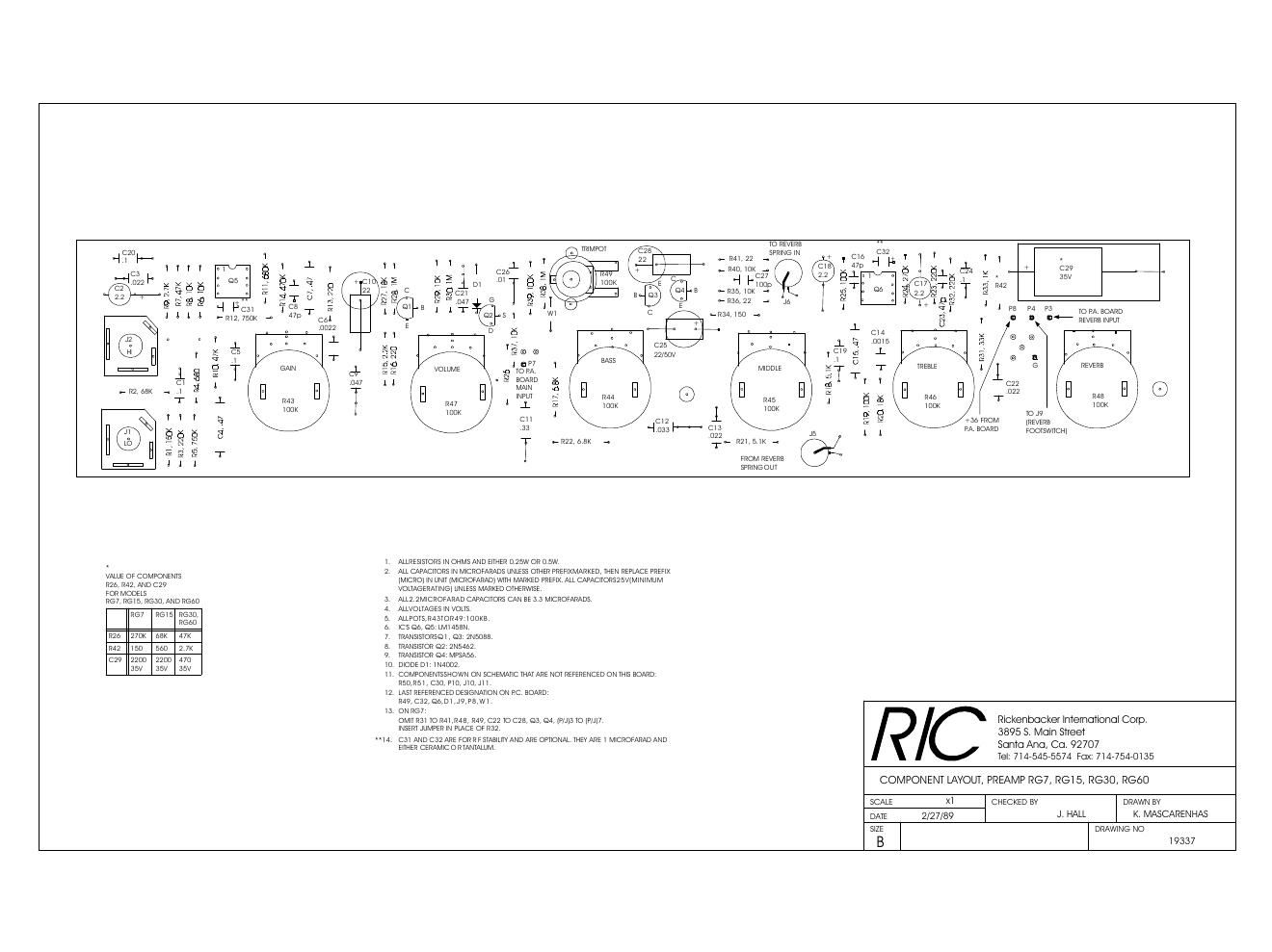 rickenbacker rg 7 rg 15 rg 30 rg 60 schematics