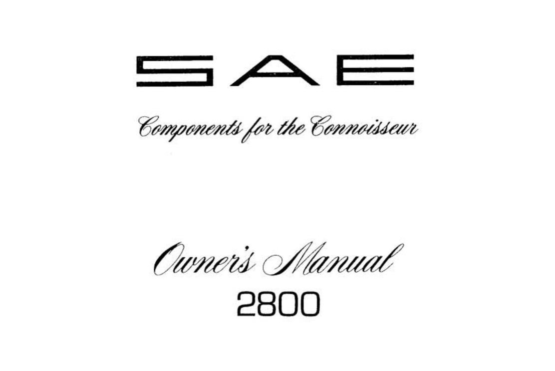 sae 2800 owners manual