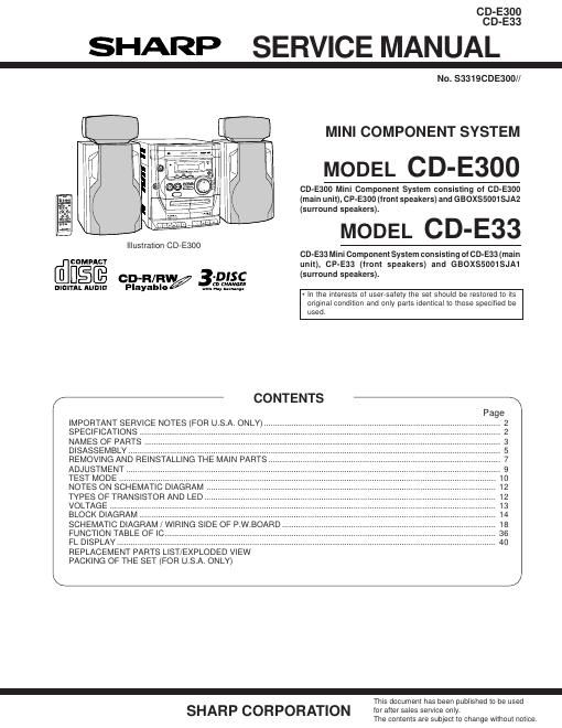 sharp cd e 33 e300