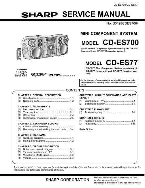 sharp cd es 700 service manual