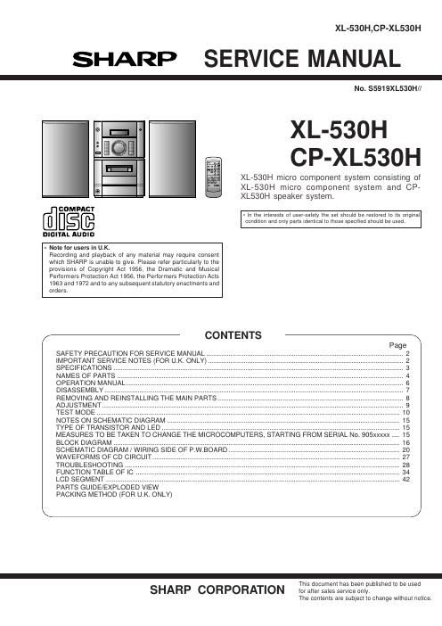 sharp cp xl 530 h service manual