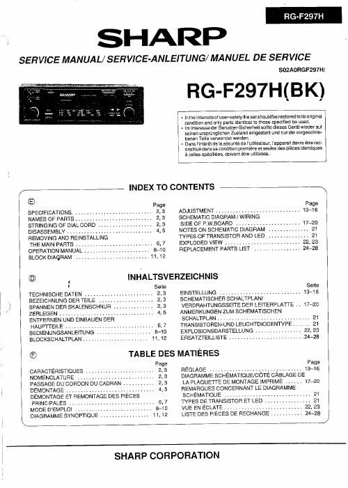 sharp sg 170h schematics