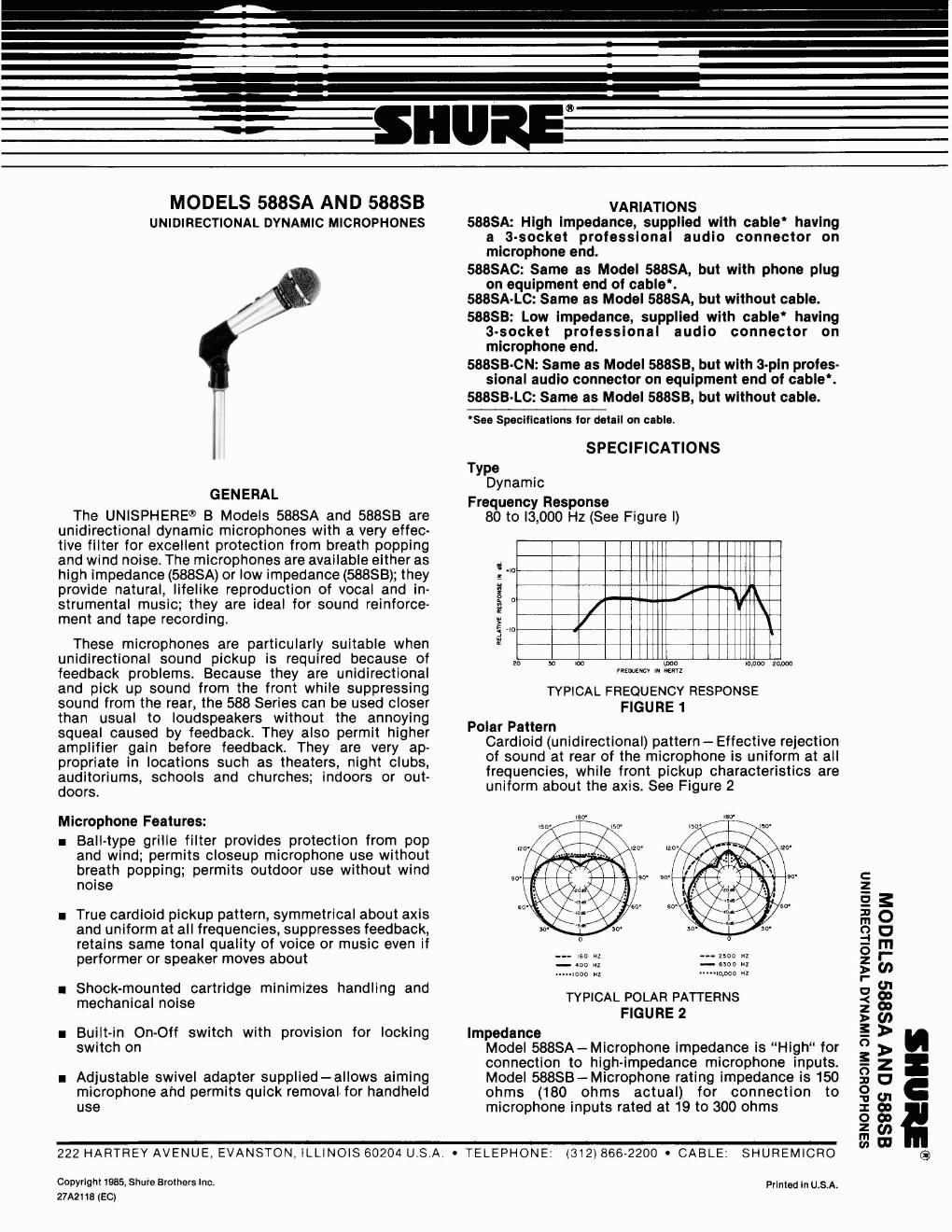 shure 555sa b user guide