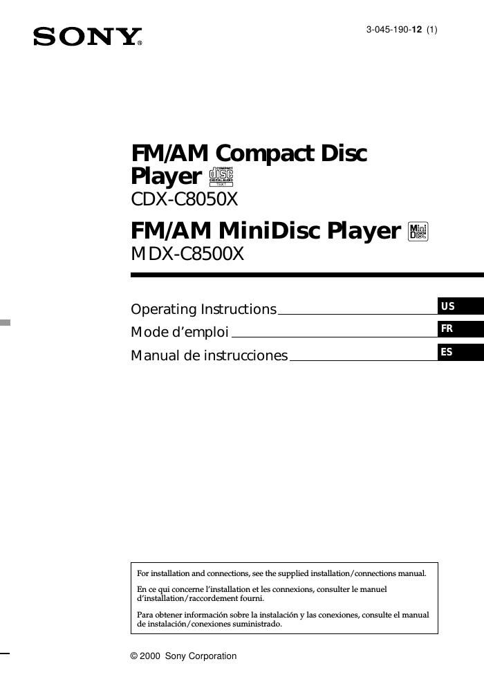 sony cdx c 8050 x owners manual