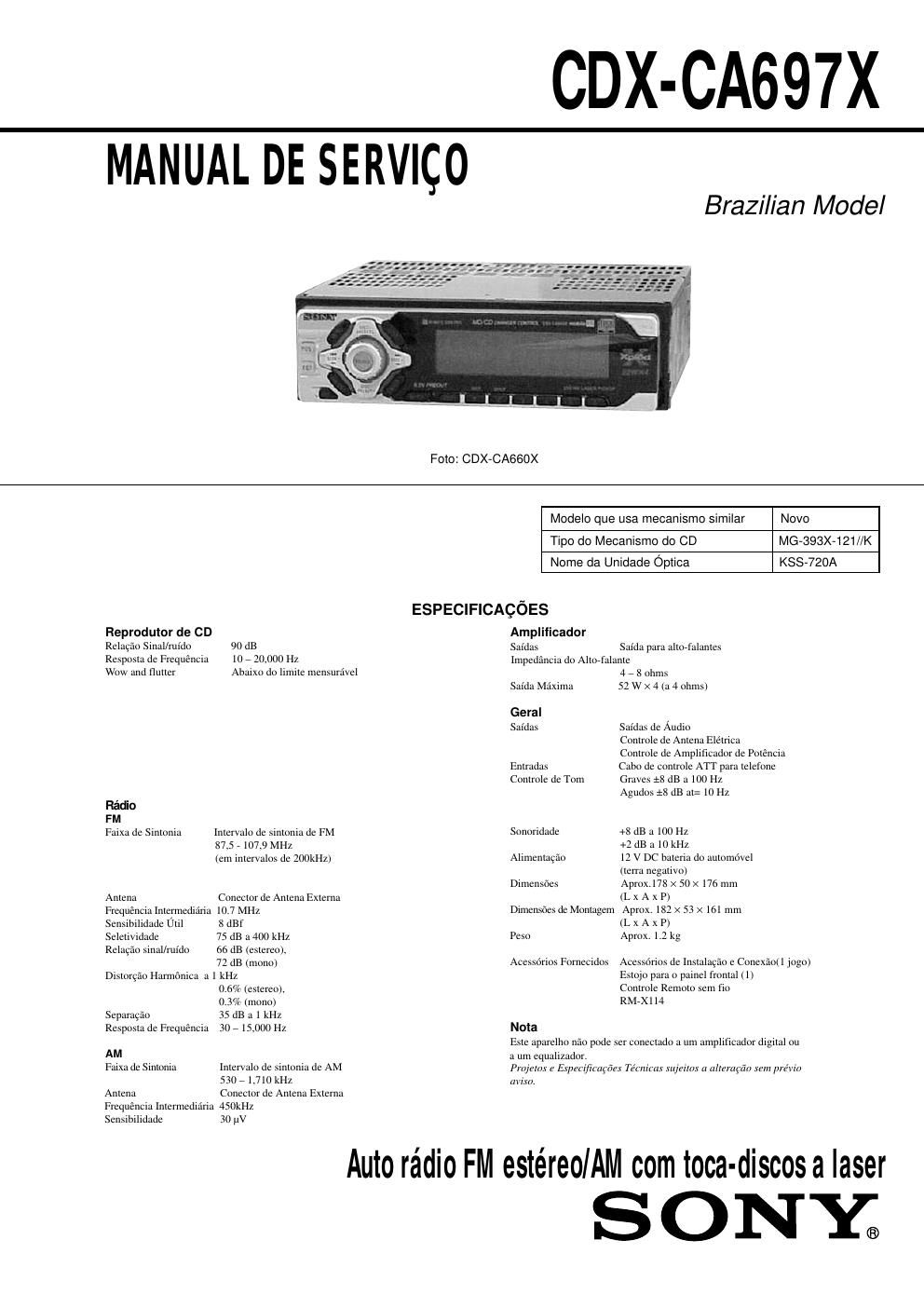 sony cdx ca 697x