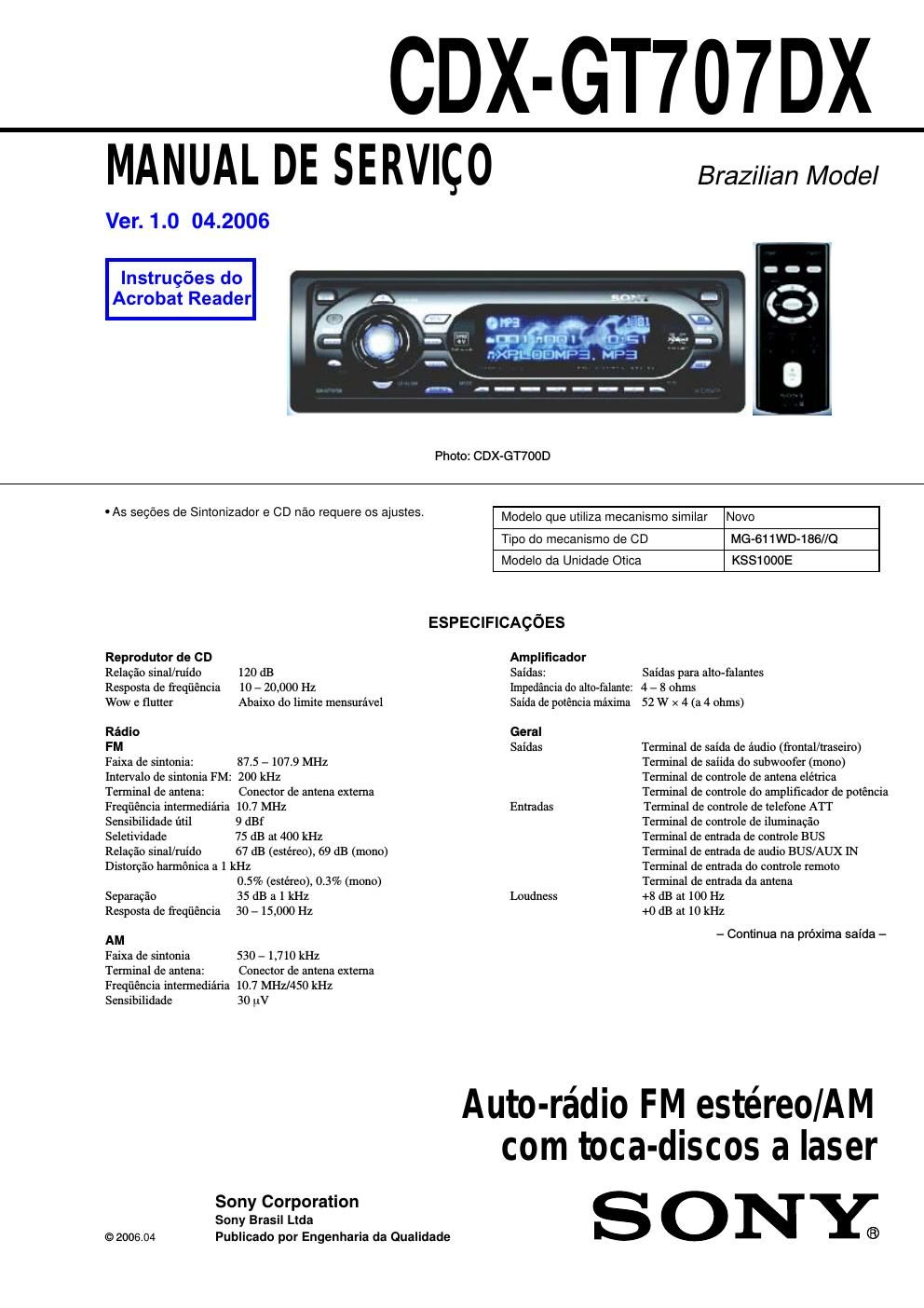 sony cdx gt 707 dx service manual