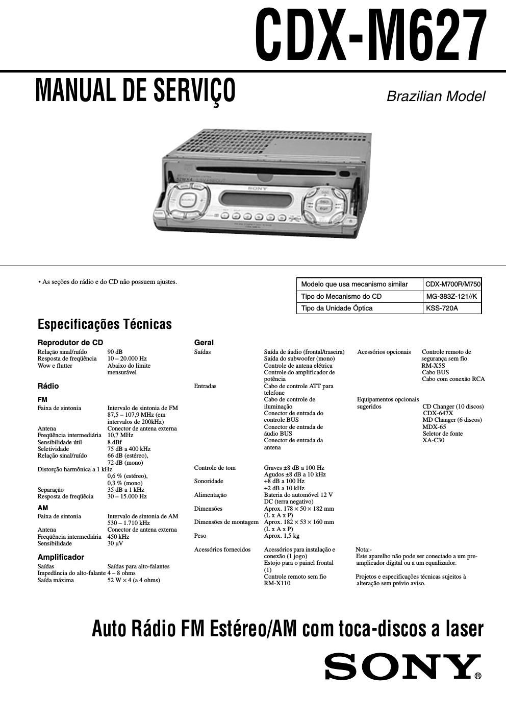 sony cdx m 627