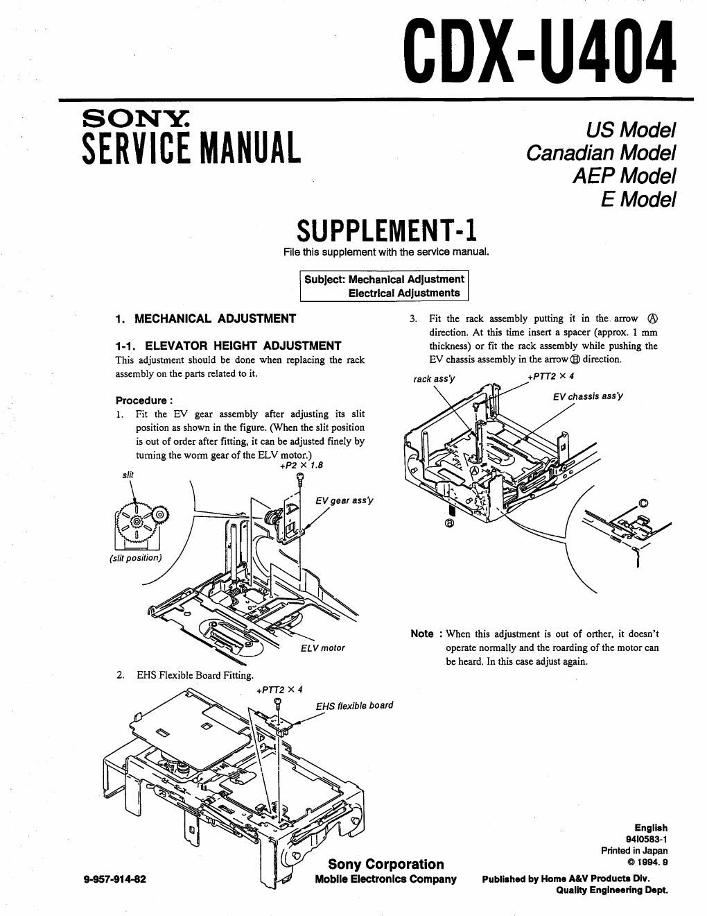 sony cdx u 404 service manual