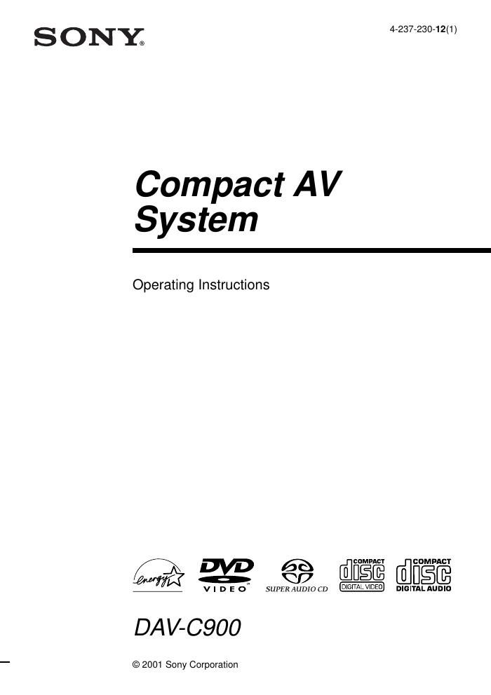 sony dav c 900 owners manual