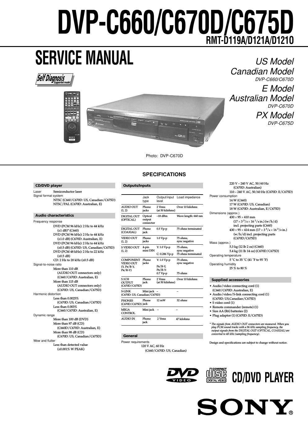 sony dvpc 670 d service manual