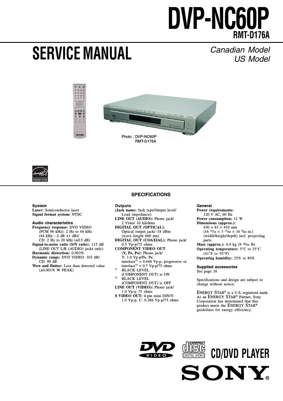 sony dvpnc 60 p service manual