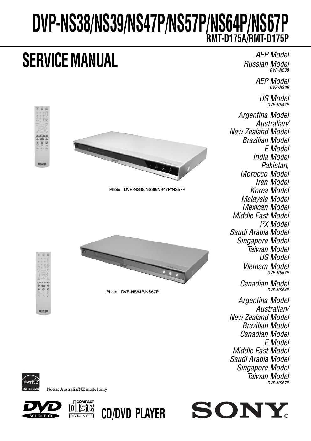 sony dvpns 38 service manual