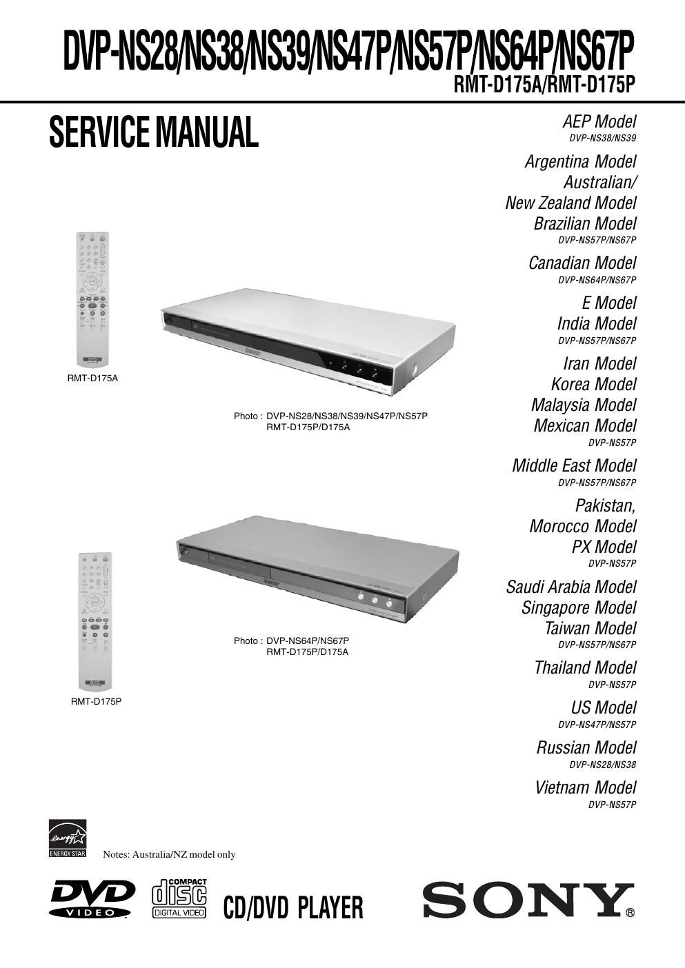 sony dvpns 39 service manual