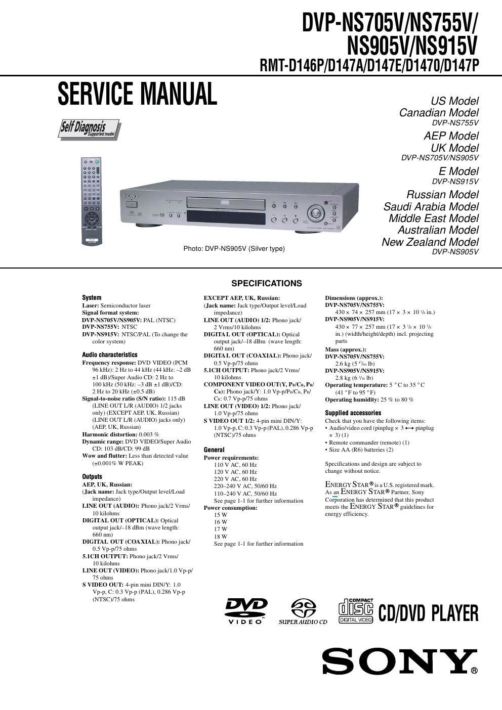 sony dvpns 905 v service manual