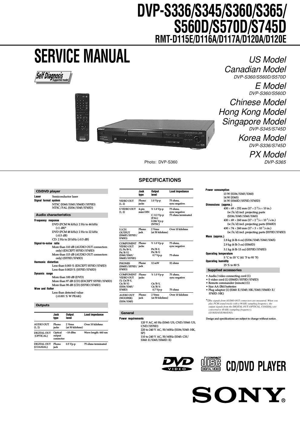 sony dvps 345 service manual