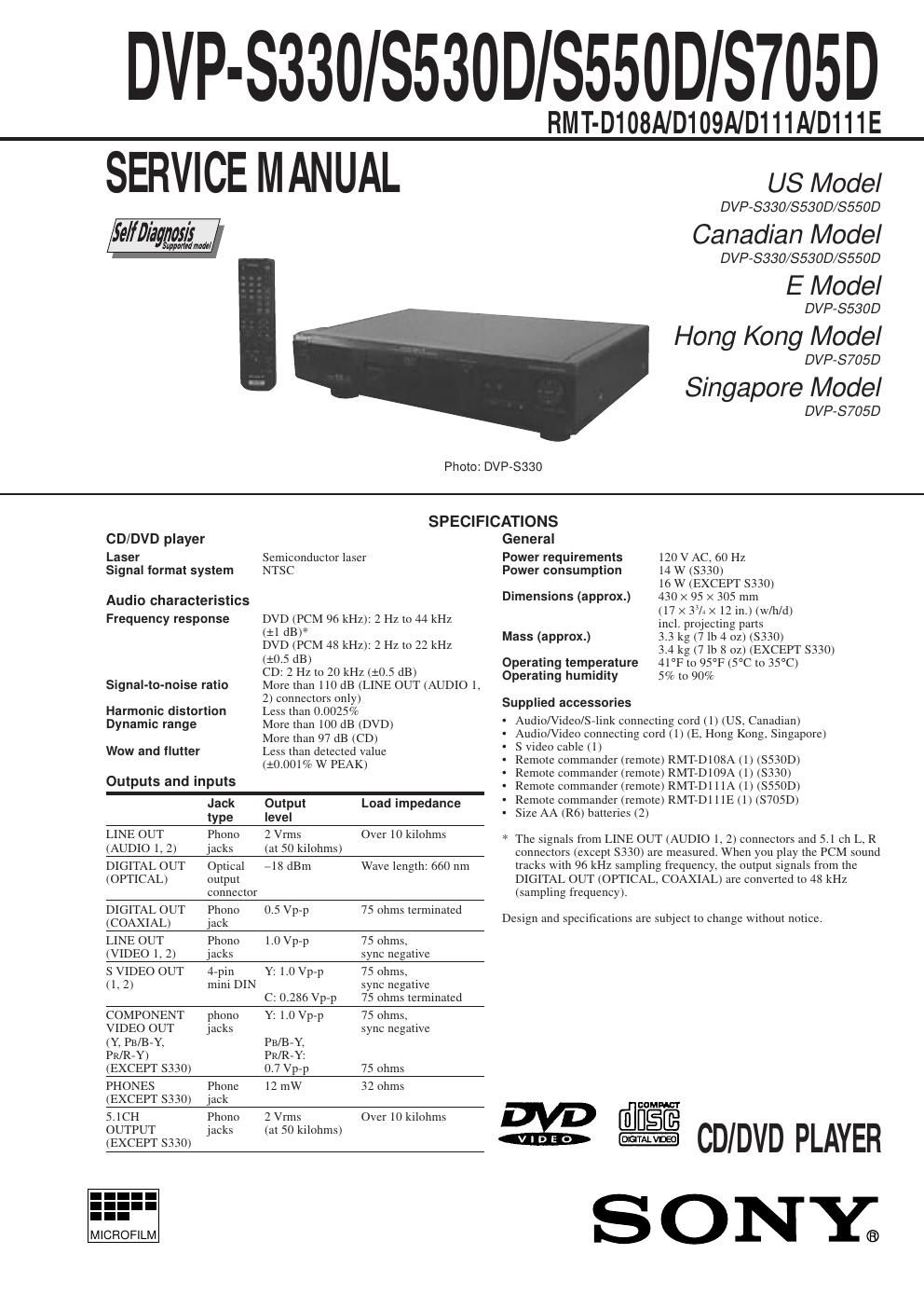 sony dvps 550 d service manual