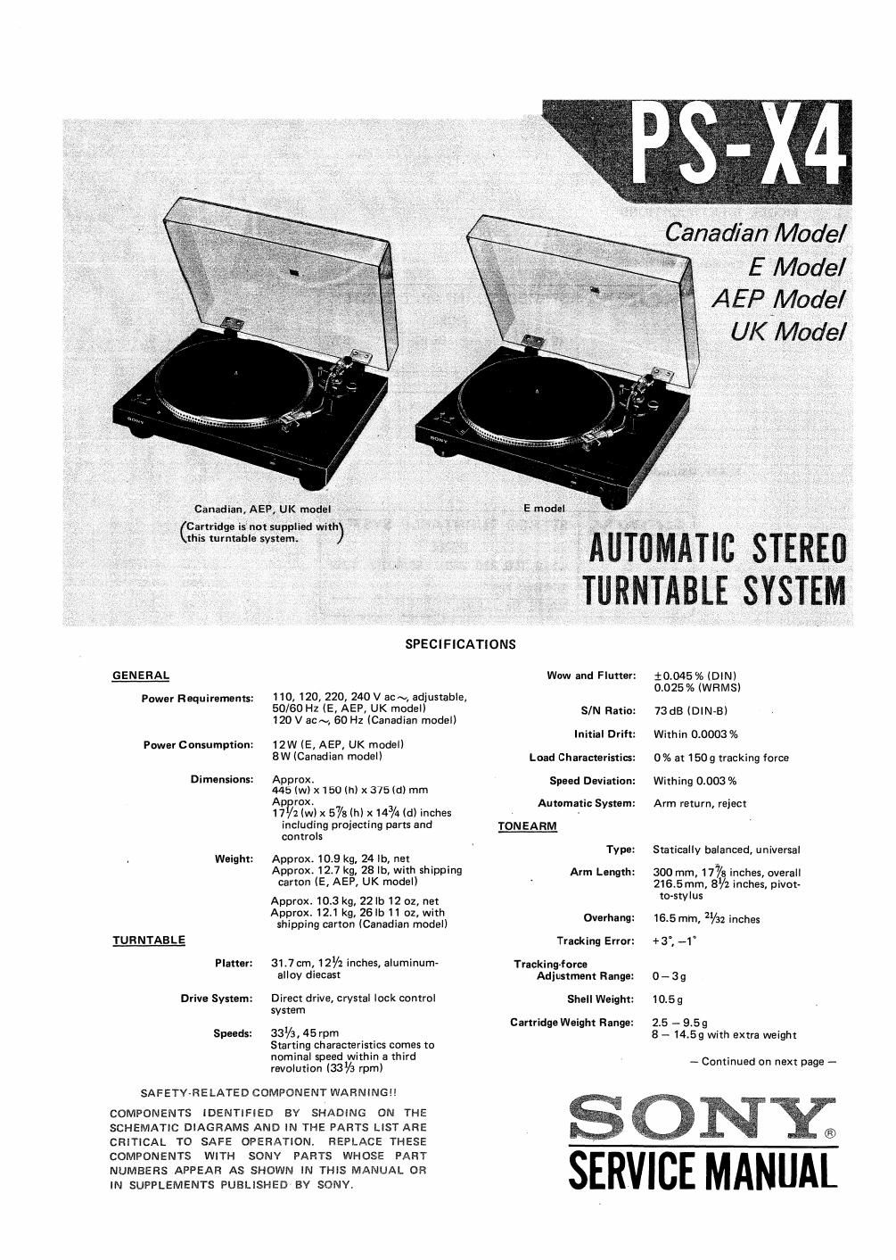 sony ps x 4 service manual