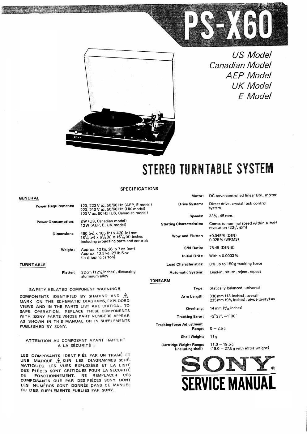 sony ps x 60 service manual