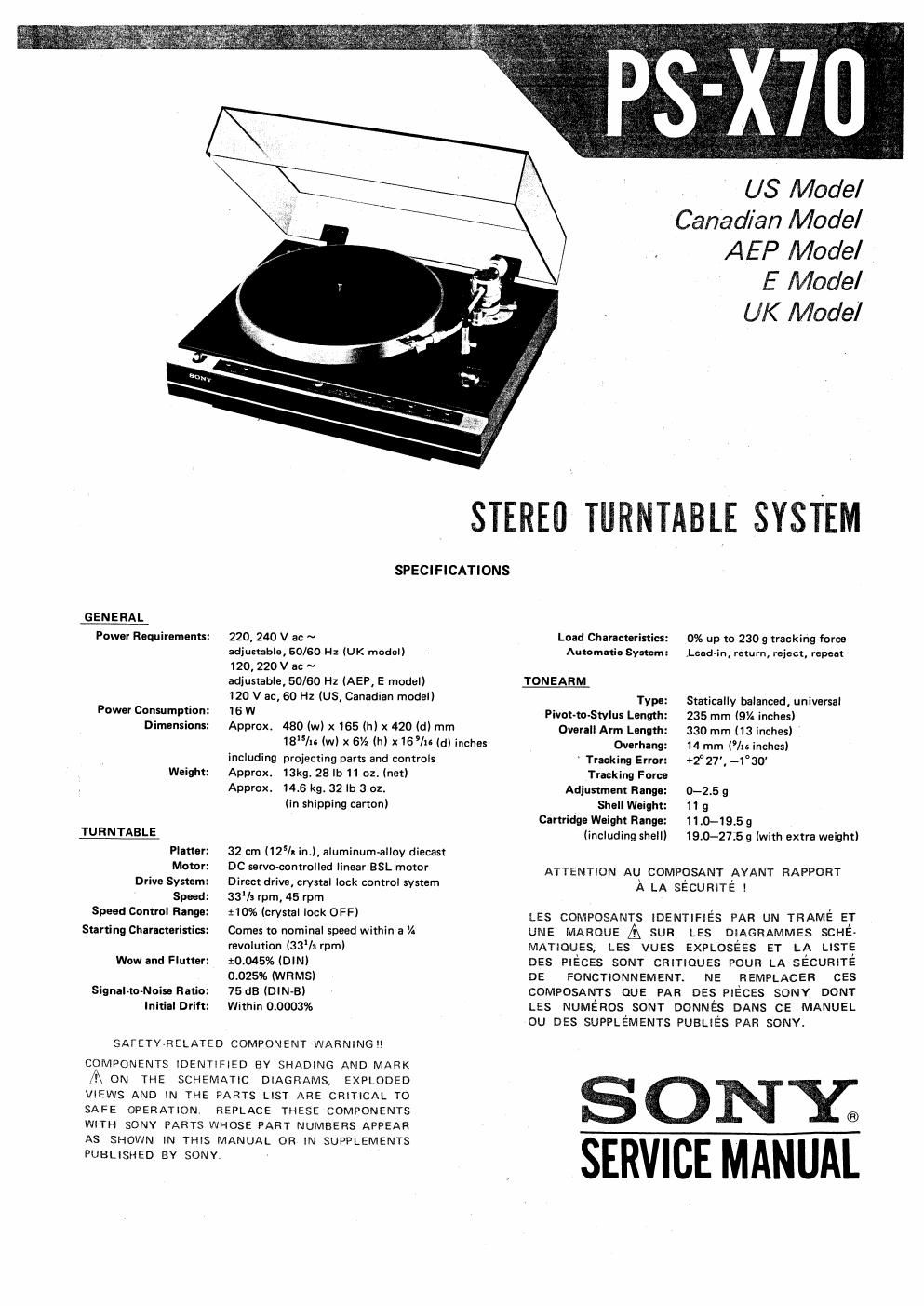 sony ps x 70 service manual