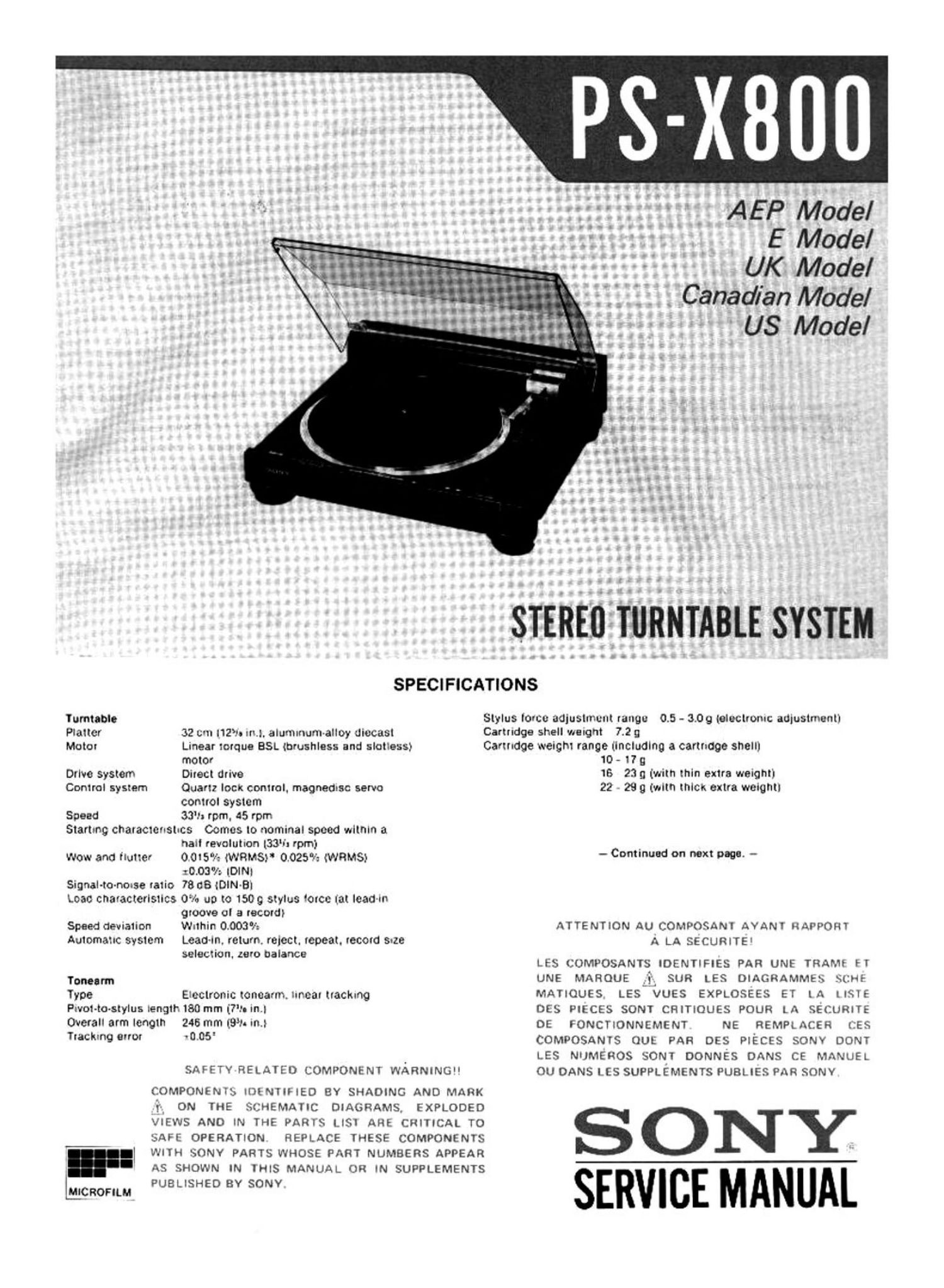 sony ps x 800 service manual