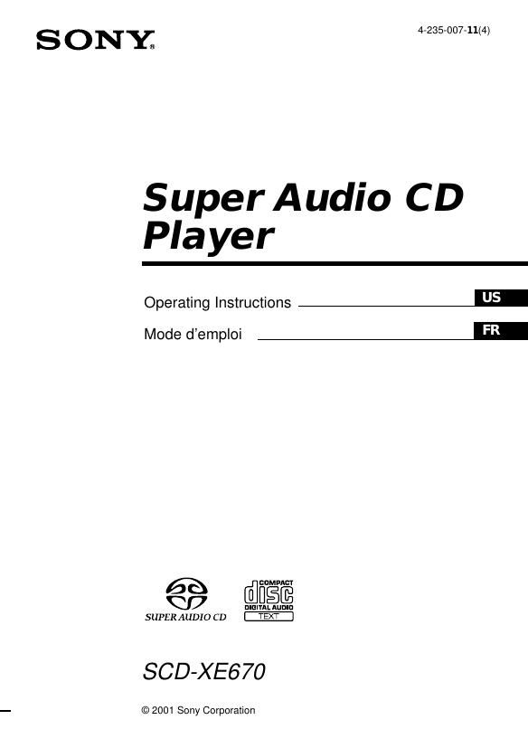 Sony SCD XE670 Owners Manual