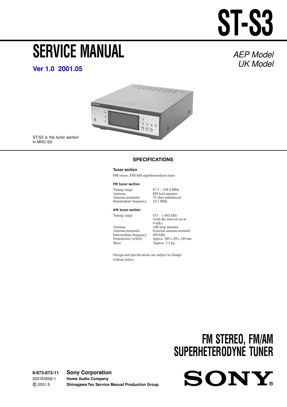 sony st s 3 service manual