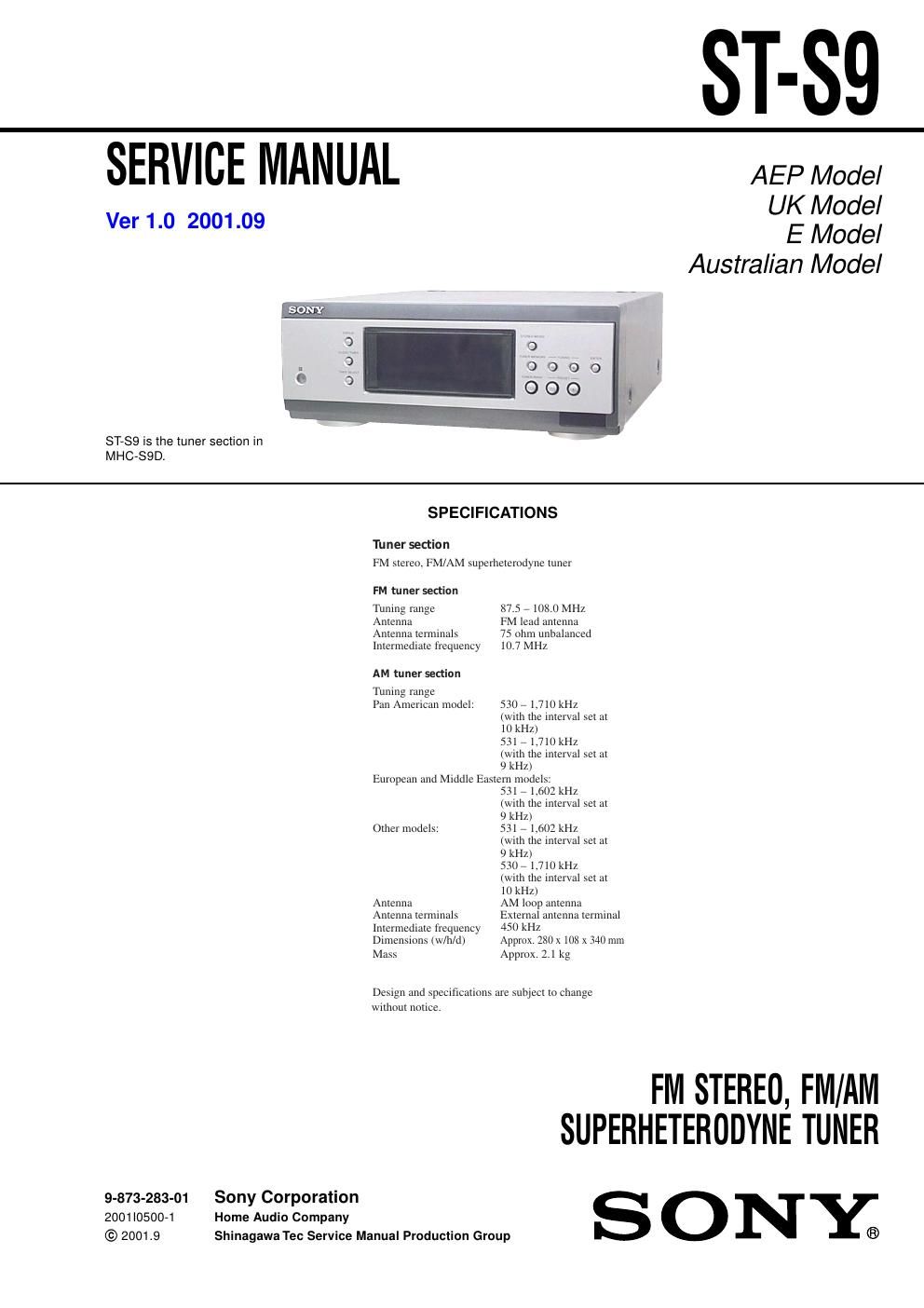 sony st s 9 service manual