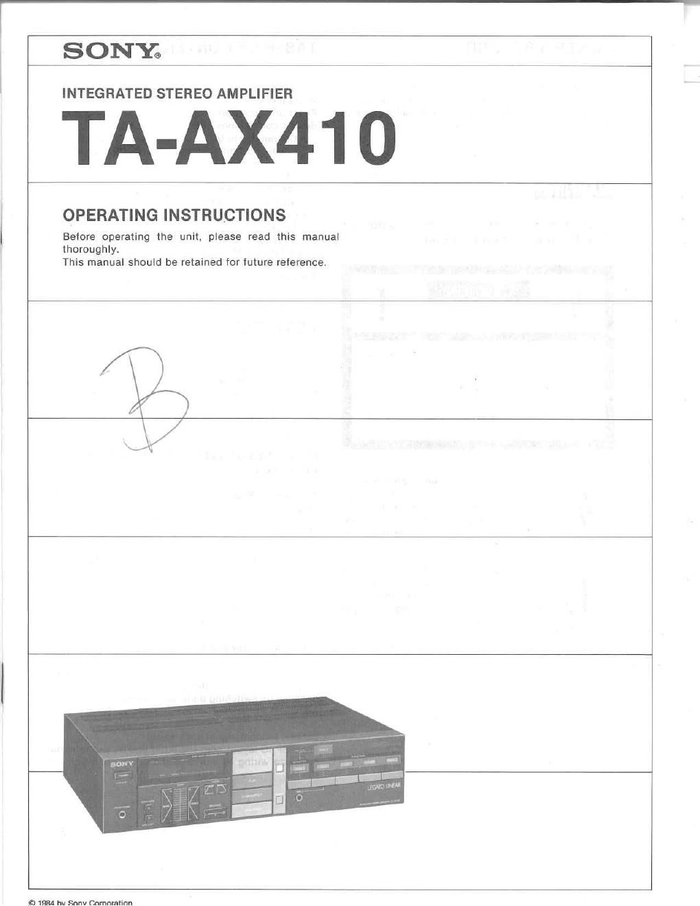 sony ta ax 410 owners manual