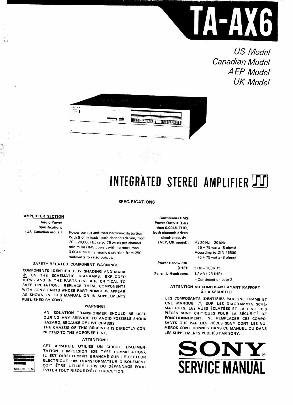 sony ta ax 6 service manual 2