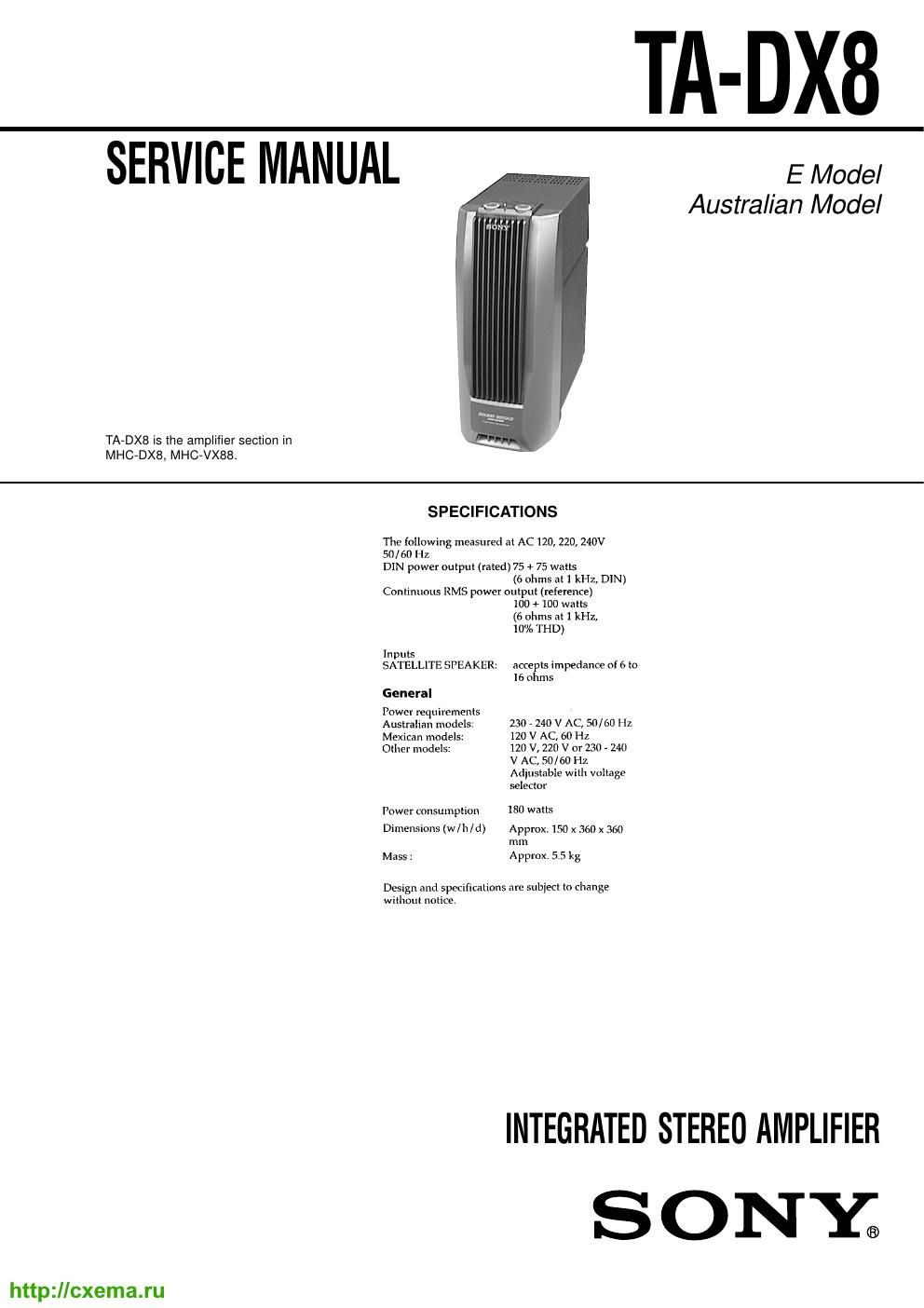 sony ta dx 8 service manual