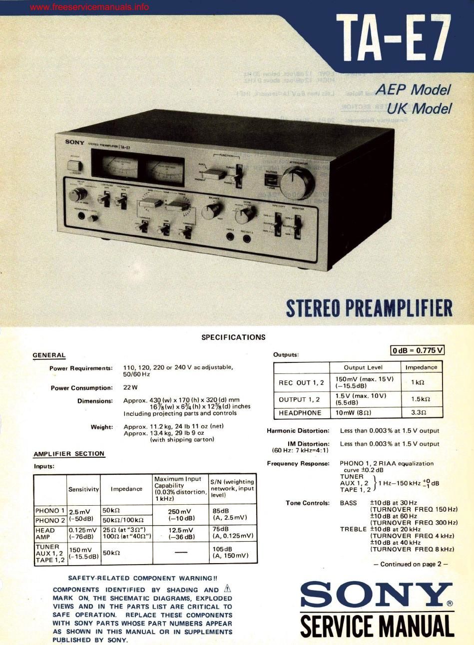 sony ta e 7 int service manual