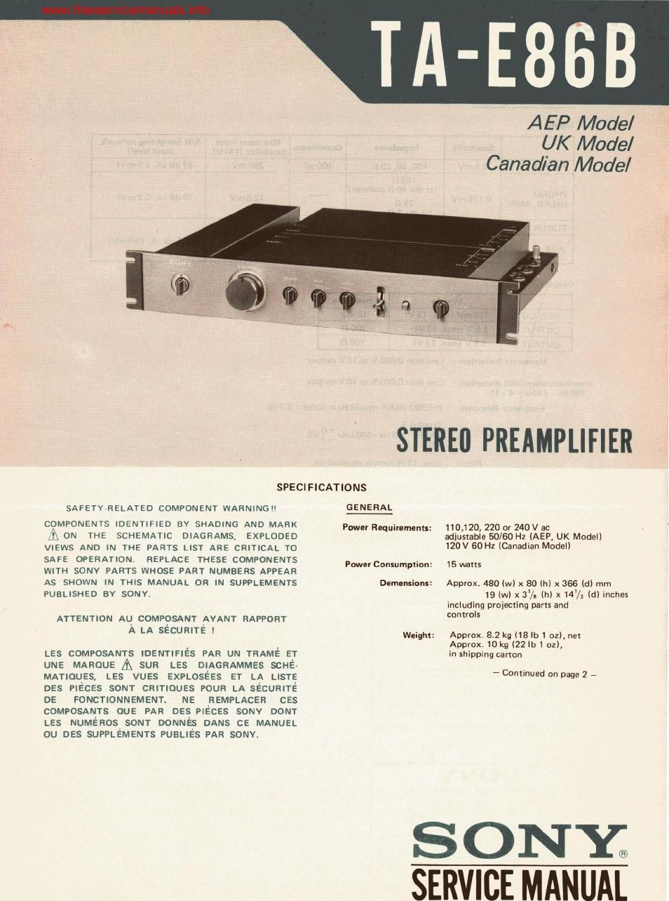 sony ta e 86b pre service manual