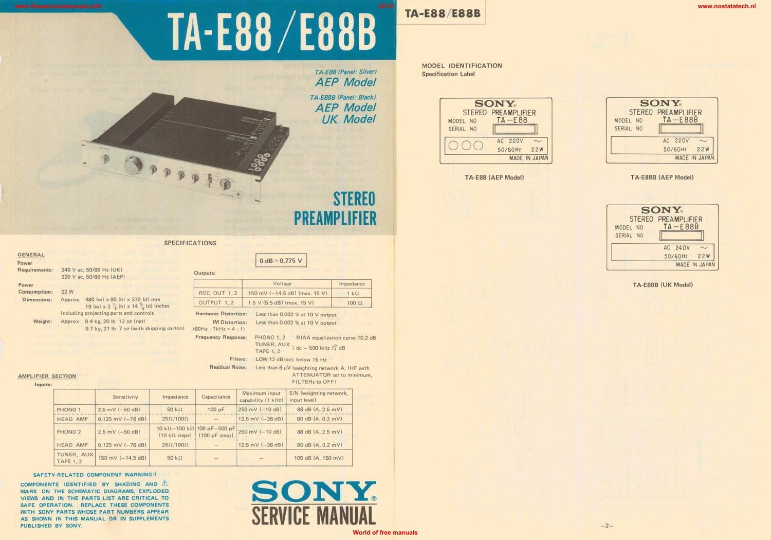 sony ta e 88b pre service manual